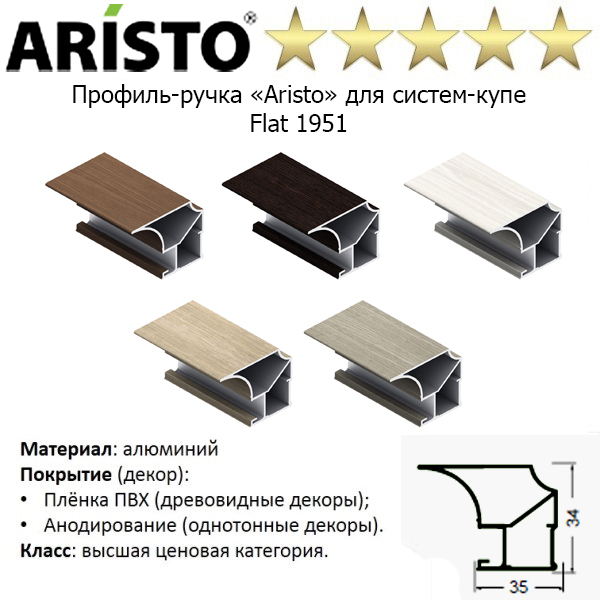 Профиль-ручка «Aristo» для систем-купе Flat 1951